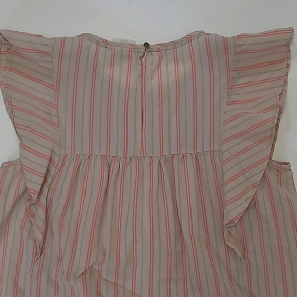 Knox Rose Boho Top Flutter Sleeve Striped Smock Style Embroidered Flounce Blouse - Picture 14 of 17